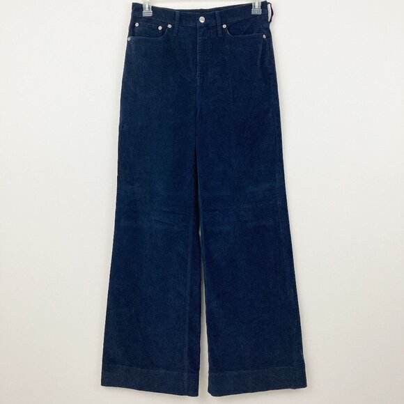 NWT J. Crew Tall Wide-leg Corduroy Trouser Pants Size 29T Navy High Rise BT931 - Picture 1 of 10